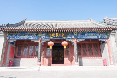 Hebei, Çin - 13 Ekim 2015: Sanyi Tapınağı. ünlü tarihi bir site Zhuozhou, Hebei, Çin.