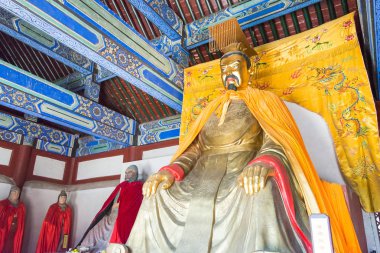 Hebei, Çin - 13 Ekim 2015: Liubei heykel Sanyi Tapınağı'nda. ünlü tarihi bir site Zhuozhou, Hebei, Çin.