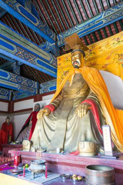 Hebei, Çin - 13 Ekim 2015: Liubei heykel Sanyi Tapınağı'nda. ünlü tarihi bir site Zhuozhou, Hebei, Çin.