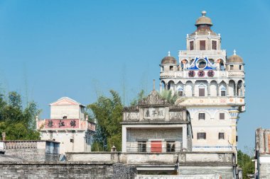 Gunagdong, Çin - 18 Aralık 2015: Jingjiangli Village(Unesco World Heritage site). Kaiping, Guangdong, Çin için ünlü tarihi bir site.