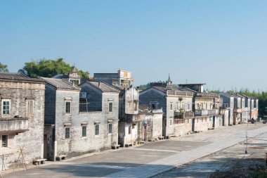 Gunagdong, Çin - 18 Aralık 2015: Jingjiangli Village(Unesco World Heritage site). Kaiping, Guangdong, Çin için ünlü tarihi bir site.