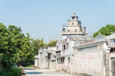 Gunagdong, Çin - 18 Aralık 2015: Majianlong Köyü küme (Unesco Dünya Mirası Sit Alanı). Kaiping, Guangdong, Çin için ünlü tarihi bir site.