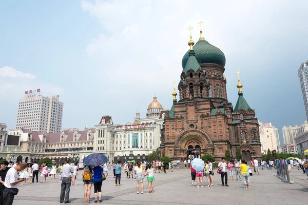 Heilongjiang, Çin - 20 Temmuz 2015: St. Sophia Katedrali. Harbin, Heilongjiang, Çin ünlü tarihi bir site.