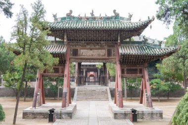 Shanxi, Çin - 24 Ağustos 2015: Xiezhou Guandi Tapınağı. Yuncheng, Shanxi, Çin ünlü tarihi bir site.