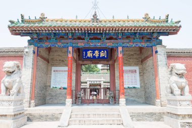 Shanxi, Çin - 24 Ağustos 2015: Changping Guandi Tapınağı. Yuncheng, Shanxi, Çin ünlü tarihi bir site.