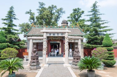 Shanxi, Çin - 24 Ağustos 2015: Changping Guandi Tapınağı. Yuncheng, Shanxi, Çin ünlü tarihi bir site.