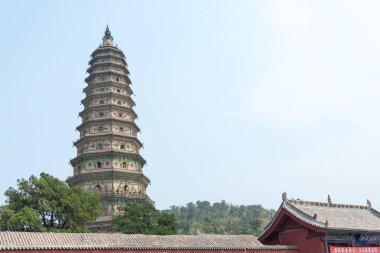 Shanxi, Çin - 30 Ağustos 2015: Guangsheng Tapınağı. ünlü tarihi bir site: Hongdong, Shanxi, China.