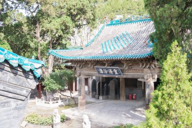 Shanxi, Çin - 13 Eyl 2015: Dou Dafu atalarının Temple(Doudafuci). Taiyuan Shanxi, Çin ünlü tarihi bir site.