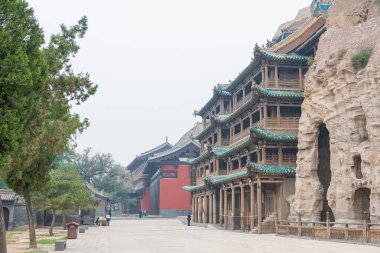 Shanxi, Çin - 17 Eylül 2015: Yungang mağarasını (Unesco Dünya Mirası Sit Alanı). ünlü tarihi bir site: Datog, Shanxi, China.