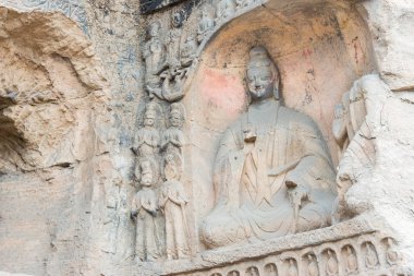 Shanxi, Çin - 17 Eylül 2015: Budda heykeller, Yungang mağarasını (Unesco Dünya Mirası Sit Alanı). ünlü tarihi bir site: Datog, Shanxi, China.