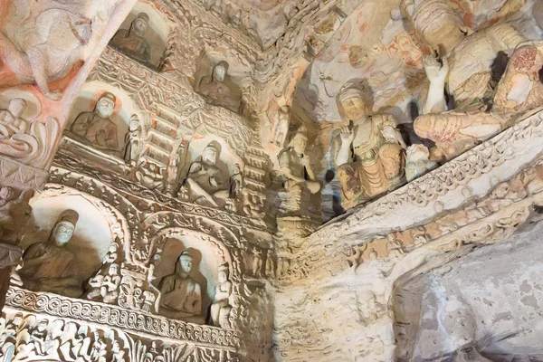 Shanxi, Čína - Sept 17 2015: Budda sochy na Yungang Grottoes (Unesco světového dědictví UNESCO). slavné historické místo v Datog, Shanxi, Čína. — Stock fotografie