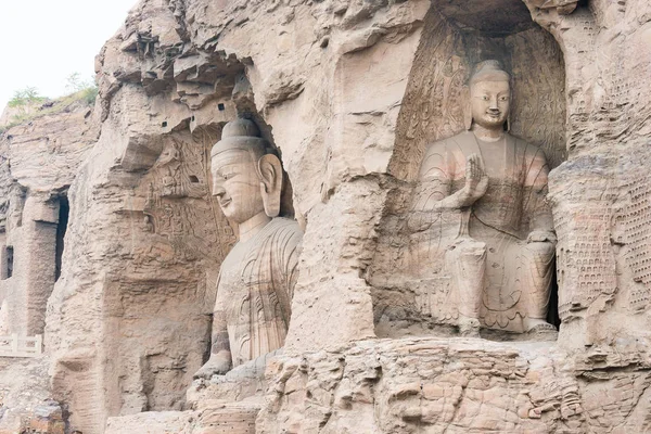 SHANXI, CINA - 17 settembre 2015: Grotte di Yungang (patrimonio mondiale dell'UNESCO). un famoso sito storico a Datog, Shanxi, Cina . — Foto Stock