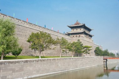 Shanxi, Çin - 21 Eylül 2015: Datong şehir duvar. ünlü tarihi bir site: Datog, Shanxi, China.