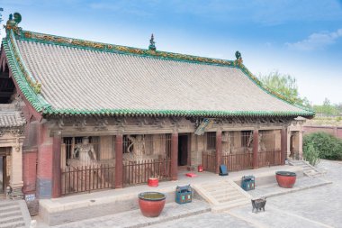 Shanxi, Çin - 03 Eylül 2015: Shuanglin Temple(Unesco World Heritage site). ünlü tarihi bir site: Pingyao, Shanxi, China.