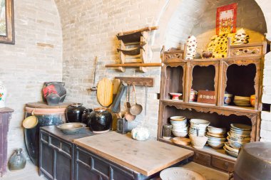 Shanxi, Çin - 29 Ağustos 2015: Gucheng Dayuan(Folk Museum). ünlü tarihi bir site Linfen, Shanxi, China.