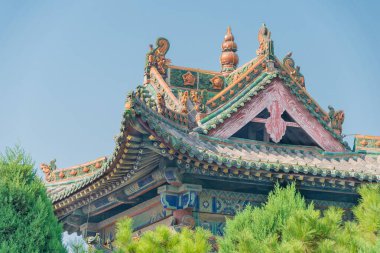 Shanxi, Çin - 29 Ağustos 2015: Yao Tapınağı. ünlü tarihi bir site Linfen, Shanxi, China.