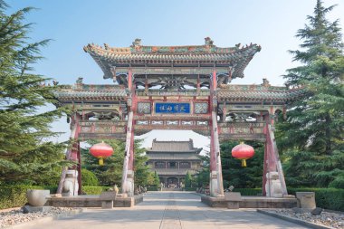 Shanxi, Çin - 29 Ağustos 2015: Yao Tapınağı. ünlü tarihi bir site Linfen, Shanxi, China.