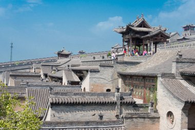 Shanxi, Çin - 05 Eylül 2015: Wang aile avlusuna gelsinler. ünlü tarihi bir site içinde Lingshi, Jinzhong, Shanxi, China.