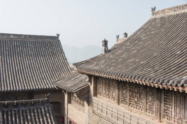 Shanxi, Çin - 05 Eylül 2015: Wang aile avlusuna gelsinler. ünlü tarihi bir site içinde Lingshi, Jinzhong, Shanxi, China.