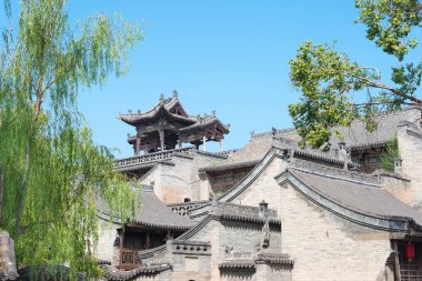 Shanxi, Çin - 05 Eylül 2015: Wang aile avlusuna gelsinler. ünlü tarihi bir site içinde Lingshi, Jinzhong, Shanxi, China.