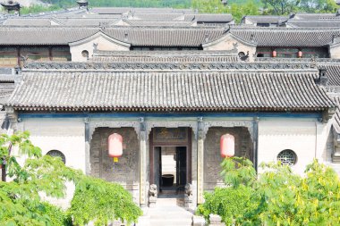 Shanxi, Çin - 05 Eylül 2015: Wang aile avlusuna gelsinler. ünlü tarihi bir site içinde Lingshi, Jinzhong, Shanxi, China.