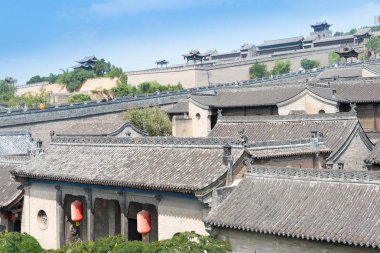 Shanxi, Çin - 05 Eylül 2015: Wang aile avlusuna gelsinler. ünlü tarihi bir site içinde Lingshi, Jinzhong, Shanxi, China.
