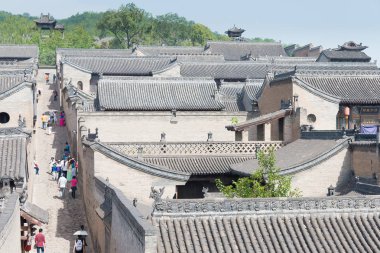 Shanxi, Çin - 05 Eylül 2015: Wang aile avlusuna gelsinler. ünlü tarihi bir site içinde Lingshi, Jinzhong, Shanxi, China.