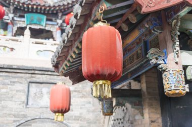 Shanxi, Çin - 05 Eylül 2015: Wang aile avlu, fener. ünlü tarihi bir site içinde Lingshi, Jinzhong, Shanxi, China.