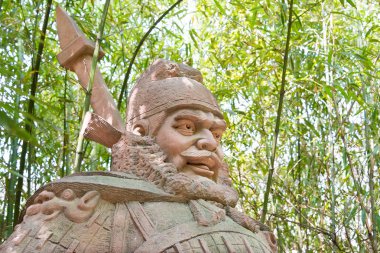 Sichuan, Çin - Mar 28 2015: Zhang Fei heykeli, Zhaohua antik kenti. ünlü tarihi bir site Guangyuan, Sichuan, Çin.