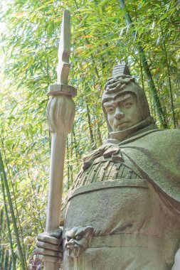 Sichuan, Çin - Mar 28 2015: Ma Chao heykeli, Zhaohua antik kenti. ünlü tarihi bir site Guangyuan, Sichuan, Çin.