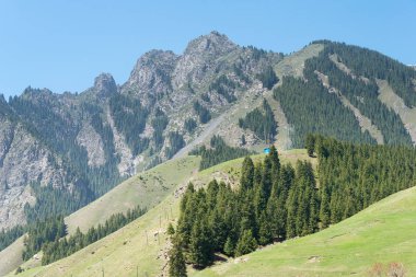 Doğu Türkistan, Çin - 10 Mayıs 2015: Nanshan mera. Urumçi, Xinjiang, China ünlü bir manzarada.