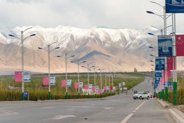 Doğu Türkistan, Çin - 21 Mayıs 2015: Antik şehir Taşkurgan in. bir fam