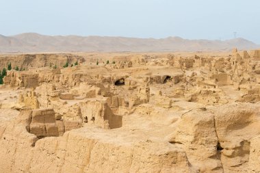 Doğu Türkistan, Çin - 04 Mayıs 2015: Site Yar City (Yarğol harabeleri). ünlü Dünya Mirasları Turfan, Doğu Türkistan, Çin içinde.