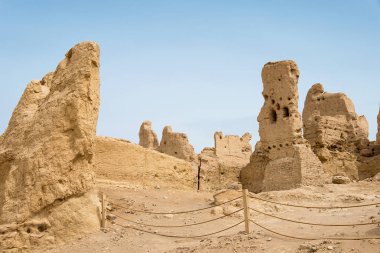 XINJIANG, CHINA - May 04 2015: Site of Yar City (Jiaohe Ruins). a famous World Heritage Sites in Turpan, Xinjiang, China. clipart