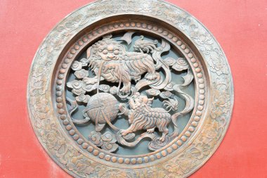 İç Moğolistan, Çin - 13 Ağustos 2015: Kabartma Guanyin Tapınağı'nda. Hohhot, Inner Mongolia, China içinde ünlü tarihi bir site.