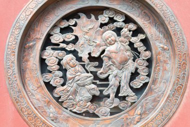 İç Moğolistan, Çin - 13 Ağustos 2015: Kabartma Guanyin Tapınağı'nda. Hohhot, Inner Mongolia, China içinde ünlü tarihi bir site.