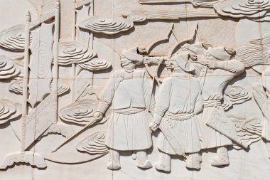İç Moğolistan, Çin - 10 Ağustos 2015: Kabartma Kubilay Meydanı'Zhenglan Banner, Xilin Gol, Inner Mongolia, China.
