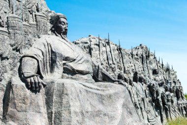 İç Moğolistan, Çin - 10 Ağustos 2015: Kubilay Han Xanadu Site (dünya mirası sit alanı) heykeli. ünlü tarihi bir site Zhenglan afiş, Xilin Gol, Inner Mongolia, China.