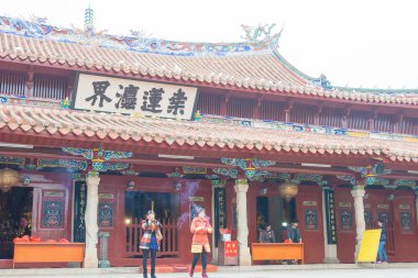 Fujian, Çin - 27 Aralık 2015: Kaiyuan Tapınağı. ünlü tarihi bir site Quanzhou, Fujian, Çin.
