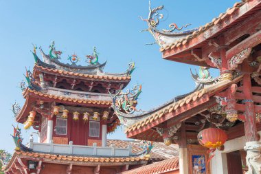 Fujian, Çin - 28 Aralık 2015: Tianhou Palace(Tian Hou Gong). ünlü tarihi bir site Quanzhou, Fujian, Çin.