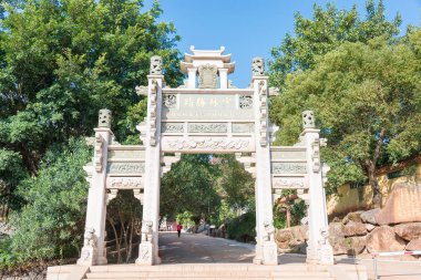 Fujian, Çin - 28 Aralık 2015: Güney Shaolin Manastırı. ünlü tarihi bir site Quanzhou, Fujian, Çin.