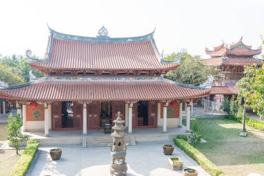 Fujian, Çin - 28 Aralık 2015: Güney Shaolin Manastırı. ünlü tarihi bir site Quanzhou, Fujian, Çin.