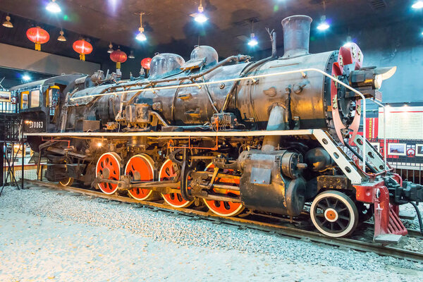 LIAONING, CHINA -  Aug 02 2015: China Railways SY-0063 at Tiemei Steam Locomotive Museum. a famous Railway Museum in Tieling, Liaoning, China.