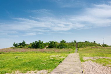 Shaanxi, Çin - Jun 05 2015: Site Weiyang Sarayı Chang'an City Batı Han hanedanlığından (Unesco Dünya Mirası). Xi'an, Shaanxi, Çin'deki ünlü tarihi bir site.
