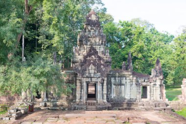 Siem Reap, Kamboçya - 10 Aralık 2016: Teras Angkor Thom fil. bir ünlü Ören (Unesco Dünya Mirası) Angkor, Siem Reap, Kamboçya.