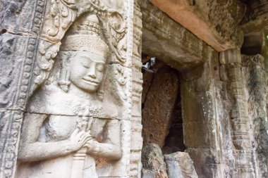 Siem Reap, Kamboçya - 13 Aralık 2016: Preah Khan Angkor içinde. bir ünlü Ören (Unesco Dünya Mirası) Angkor, Siem Reap, Kamboçya.