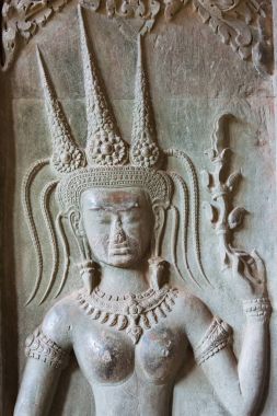 Siem Reap, Kamboçya - 05 Aralık 2016: Angkor Wat yardım. bir ünlü Ören (Unesco Dünya Mirası) Angkor, Siem Reap, Kamboçya.