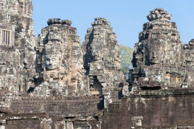 Siem Reap, Kamboçya - 11 Aralık 2016: Bayon Tapınağı Angkor Thom. bir ünlü Ören (Unesco Dünya Mirası) Angkor, Siem Reap, Kamboçya.