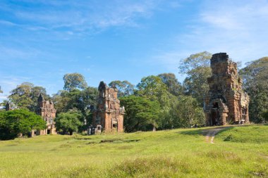 Siem Reap, Kamboçya - 11 Aralık 2016: Prasat Suor Prat Angkor Thom içinde. bir ünlü Ören (Unesco Dünya Mirası) Angkor, Siem Reap, Kamboçya.