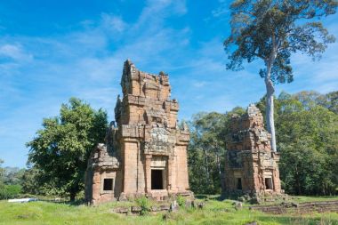 Siem Reap, Kamboçya - 11 Aralık 2016: Prasat Suor Prat Angkor Thom içinde. bir ünlü Ören (Unesco Dünya Mirası) Angkor, Siem Reap, Kamboçya.